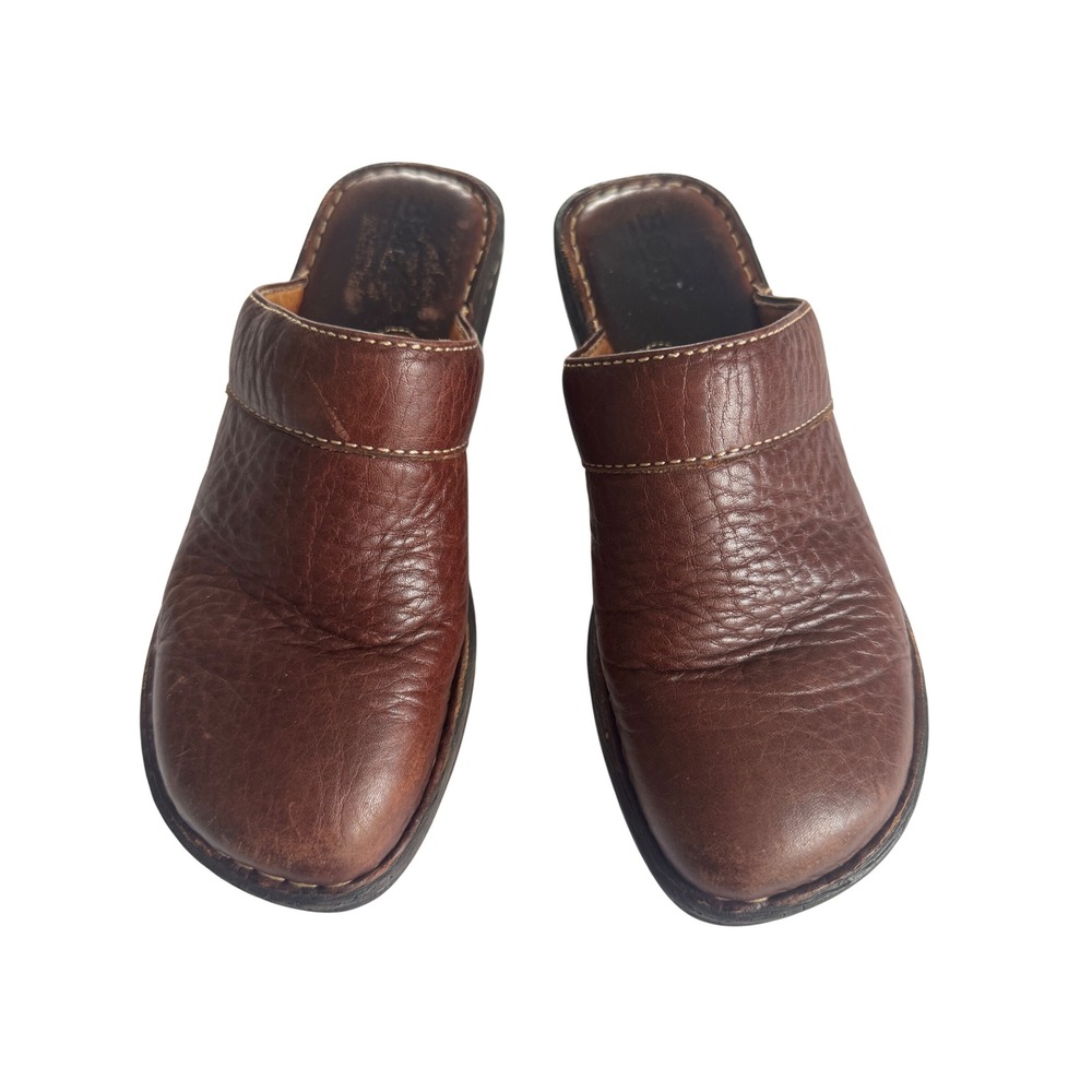 Born‎ Clogs Women's 6M Leather Shoes Mules Wedge Comfort Shoes Slip On